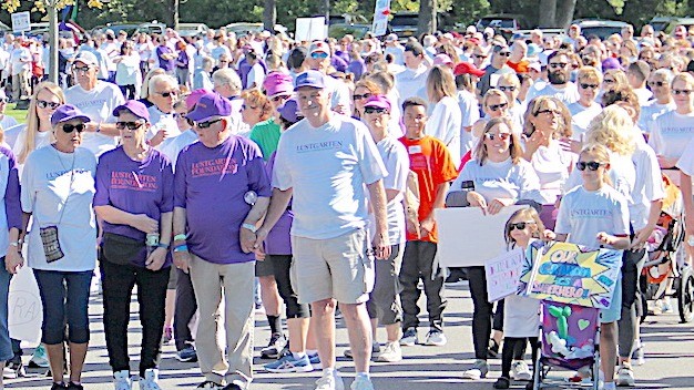 Hundreds marching at a previous Albany Walk for Pancreatic Cancer Research.