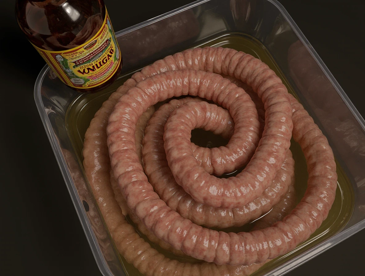 Jelita wieprzowe w pojemniku aluminiowym.