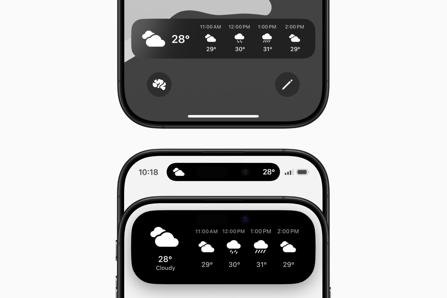 Weather live activity and dynamic island widget on iPhones