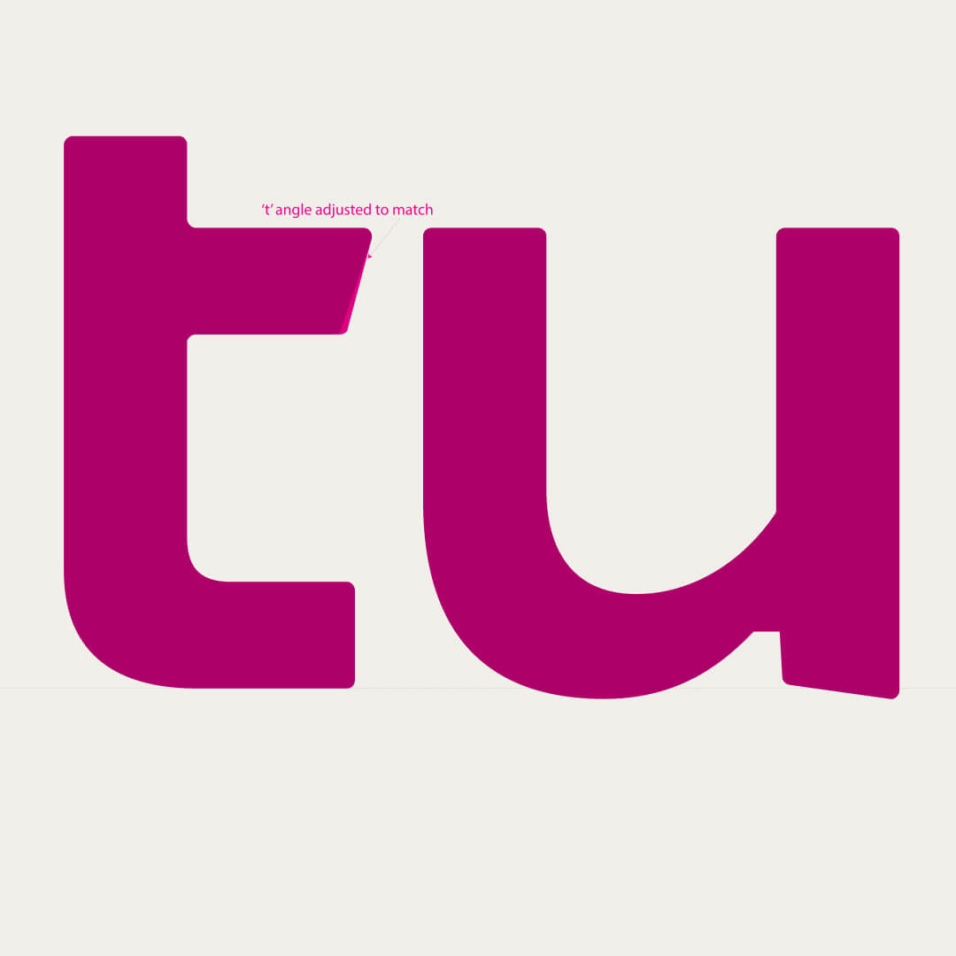 Captura logo construction detail showing letterform adjustments — corner radius consistency, stroke thickness matching, and angle alignment across the wordmark.