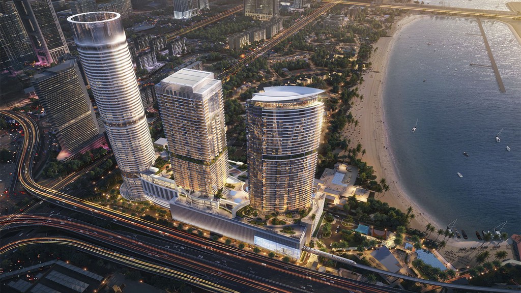 Two towers side by side, featuring Palm Beach Tower 2 prominently in the foreground