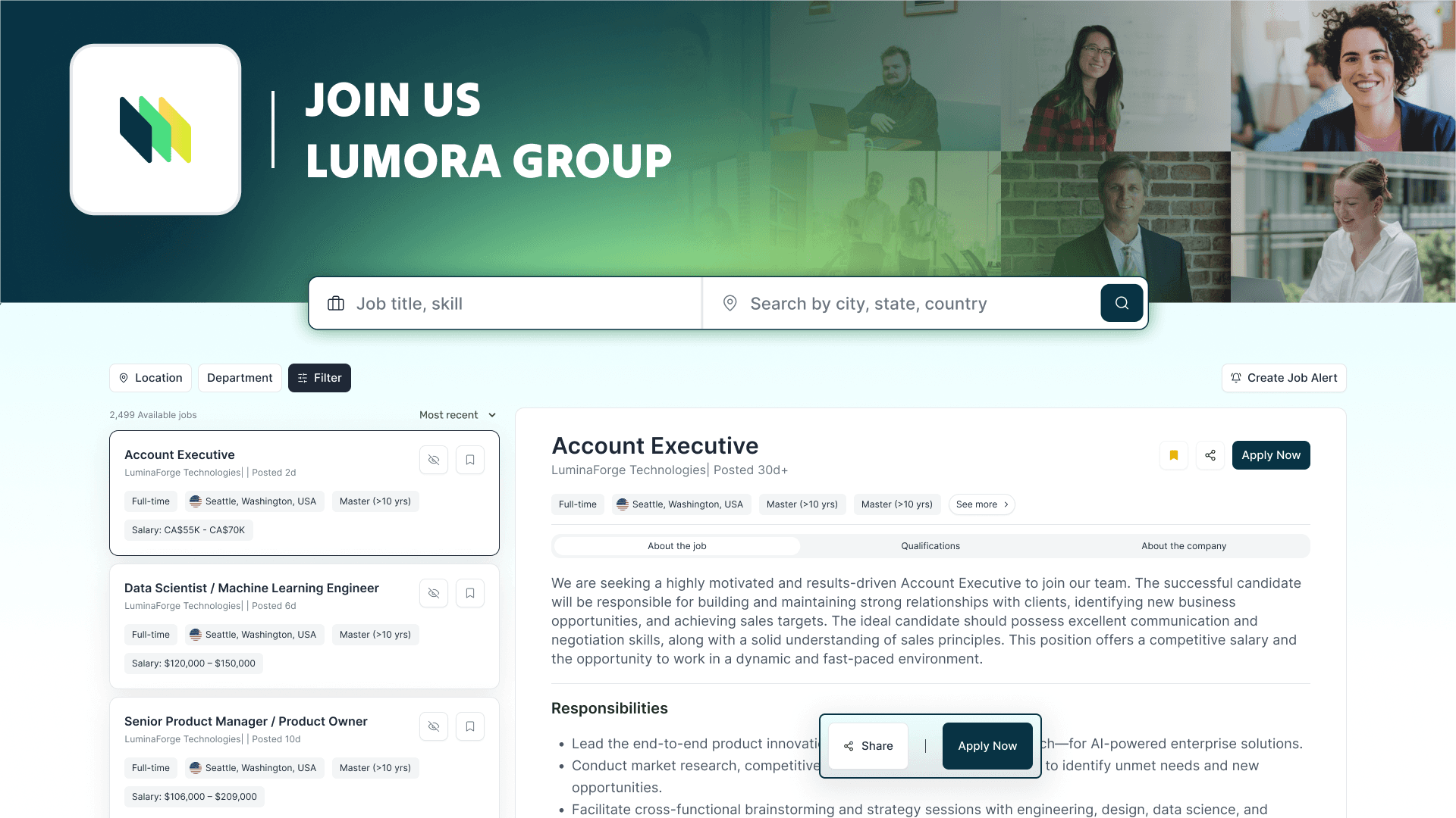 Careers page