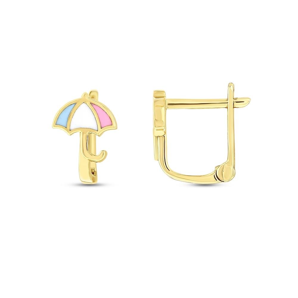 Şemsiye Figürlü 14 Ayar Altın Çocuk Küpesi Zarif Tasarım