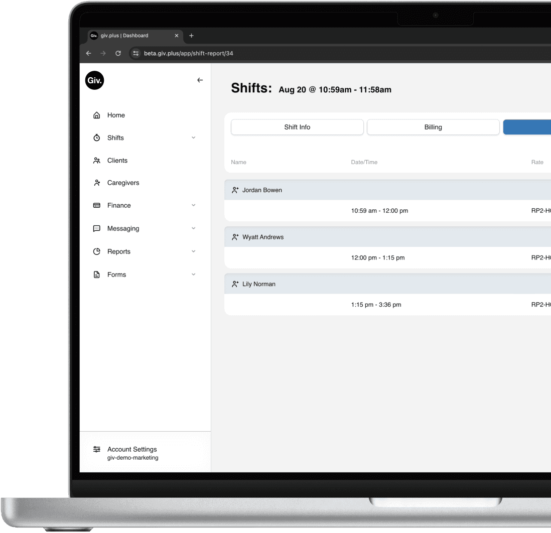 Shift report software.