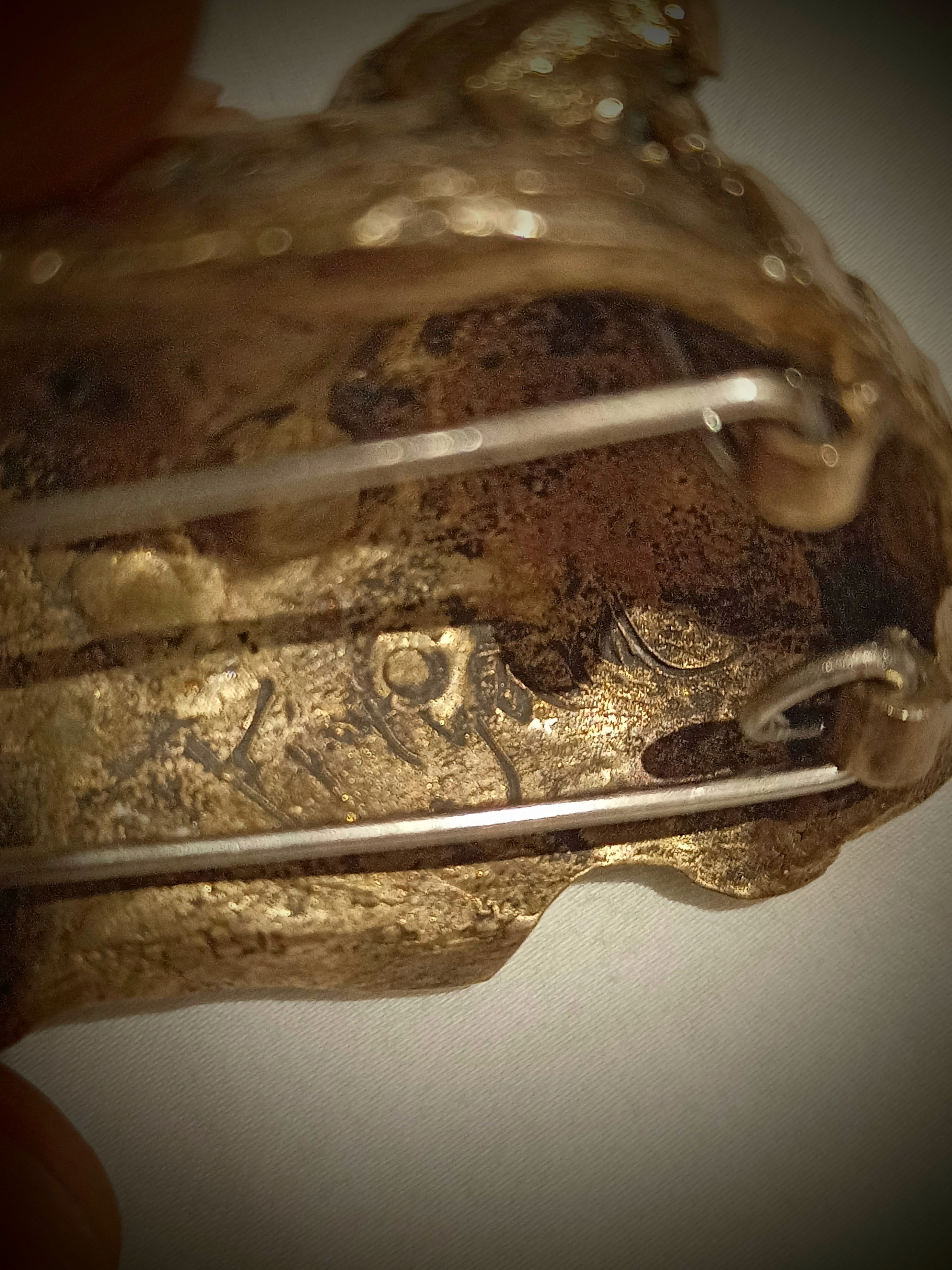 Handcrafted impressionistic Bronze Tigress Brooch wearable sculpture from wearables collection by sculptor Priyam Tiwari