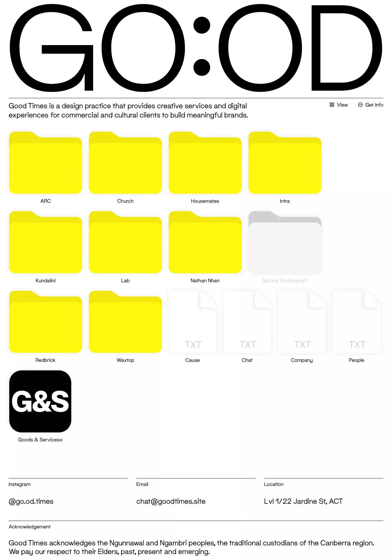 Good Times - Good Times portfolio page screenshot showcasing Design and Tech design
