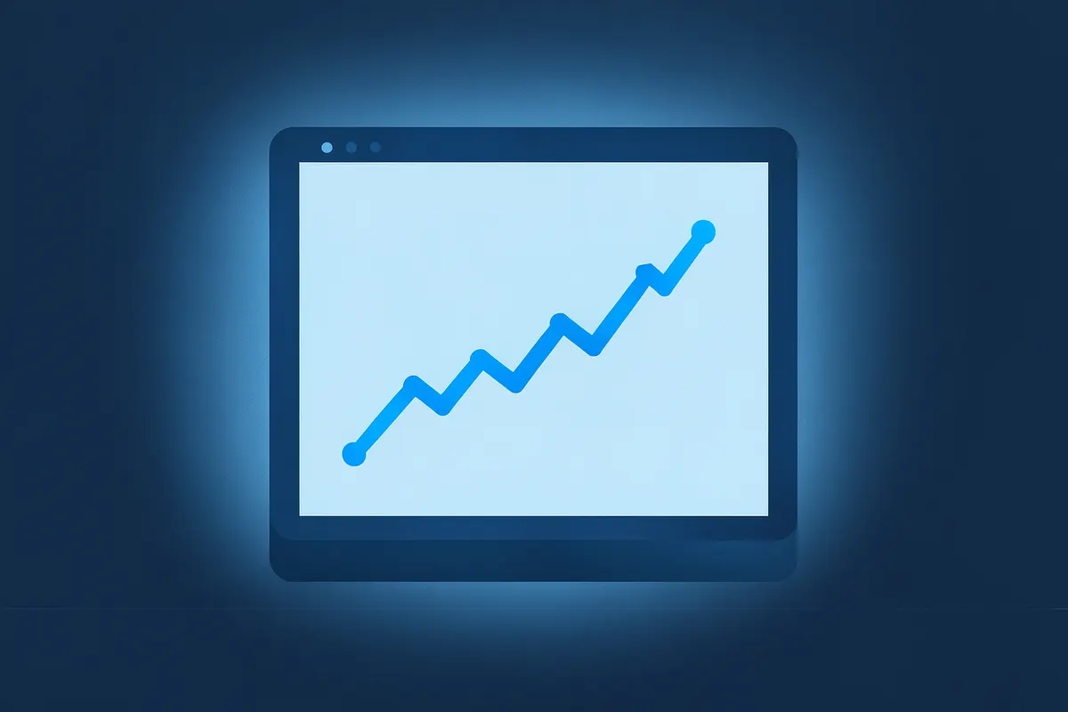 A digital graph showing upward trends.
