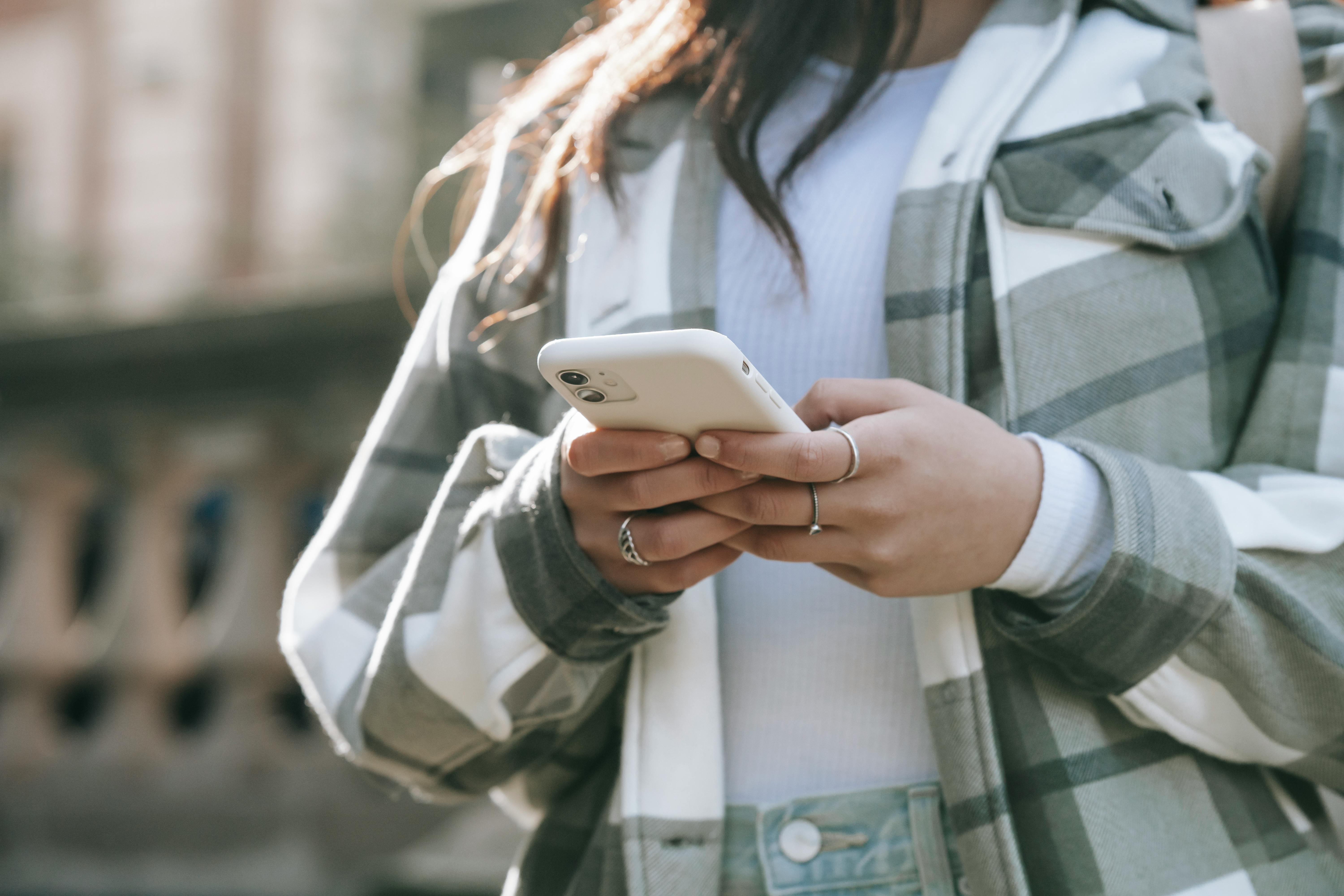 woman on phone white case