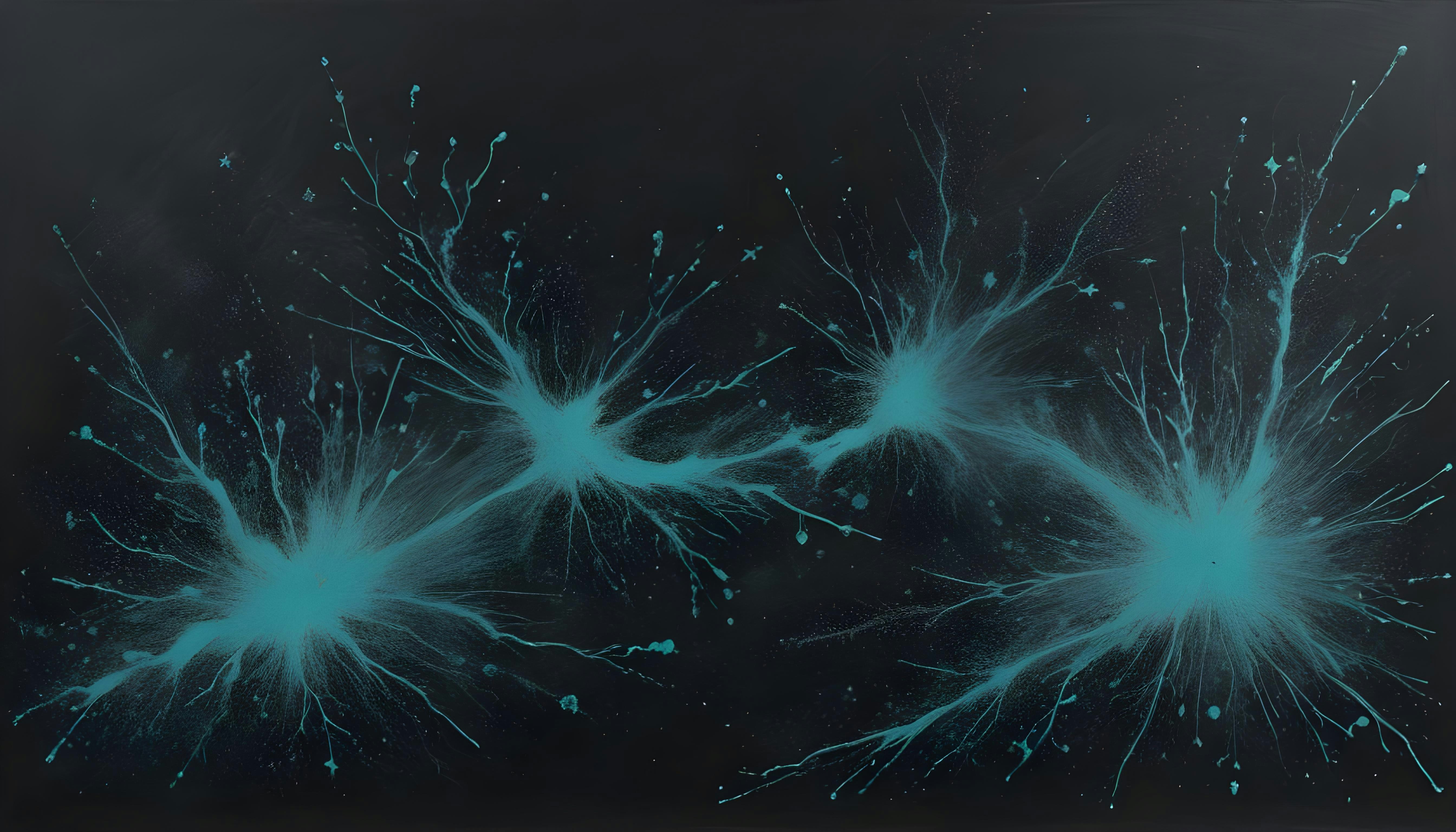 Glowing blue energy bursts on a dark background.