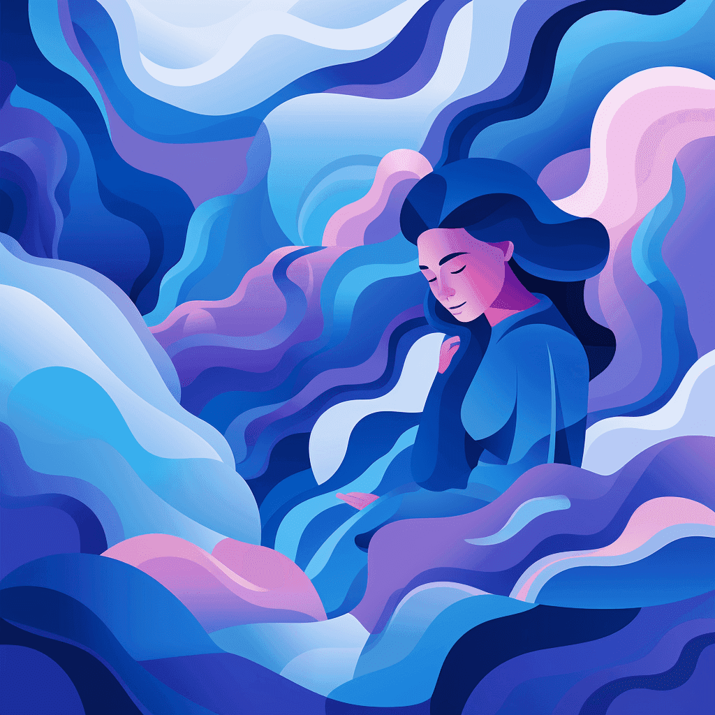 stress-acne cycle image of a girl in clouds abstract image