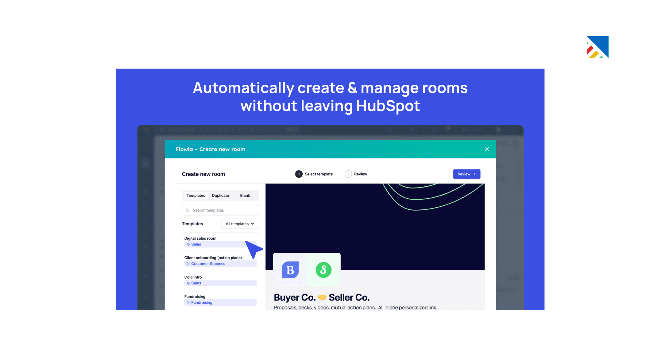 Flowla:&nbsp;Good for AI-Generated Deal Room Creation