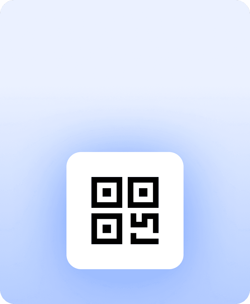 Feature card displaying a QR code, illustrating QR code generation for quick access to a survey without a link.