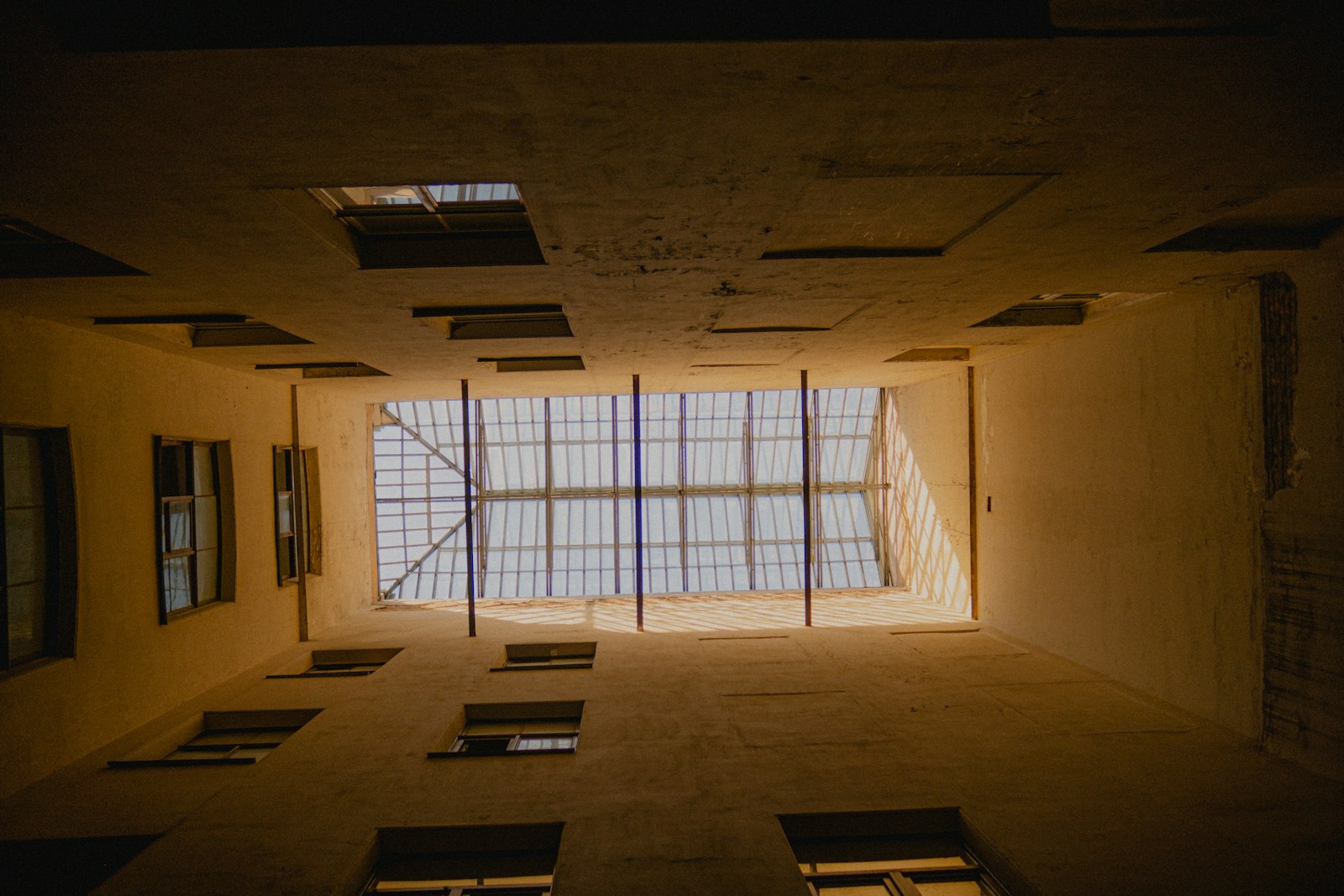Sunlit architectural courtyard