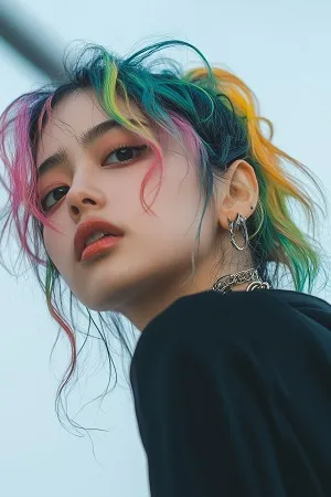 Woman with colorful hair portrait.