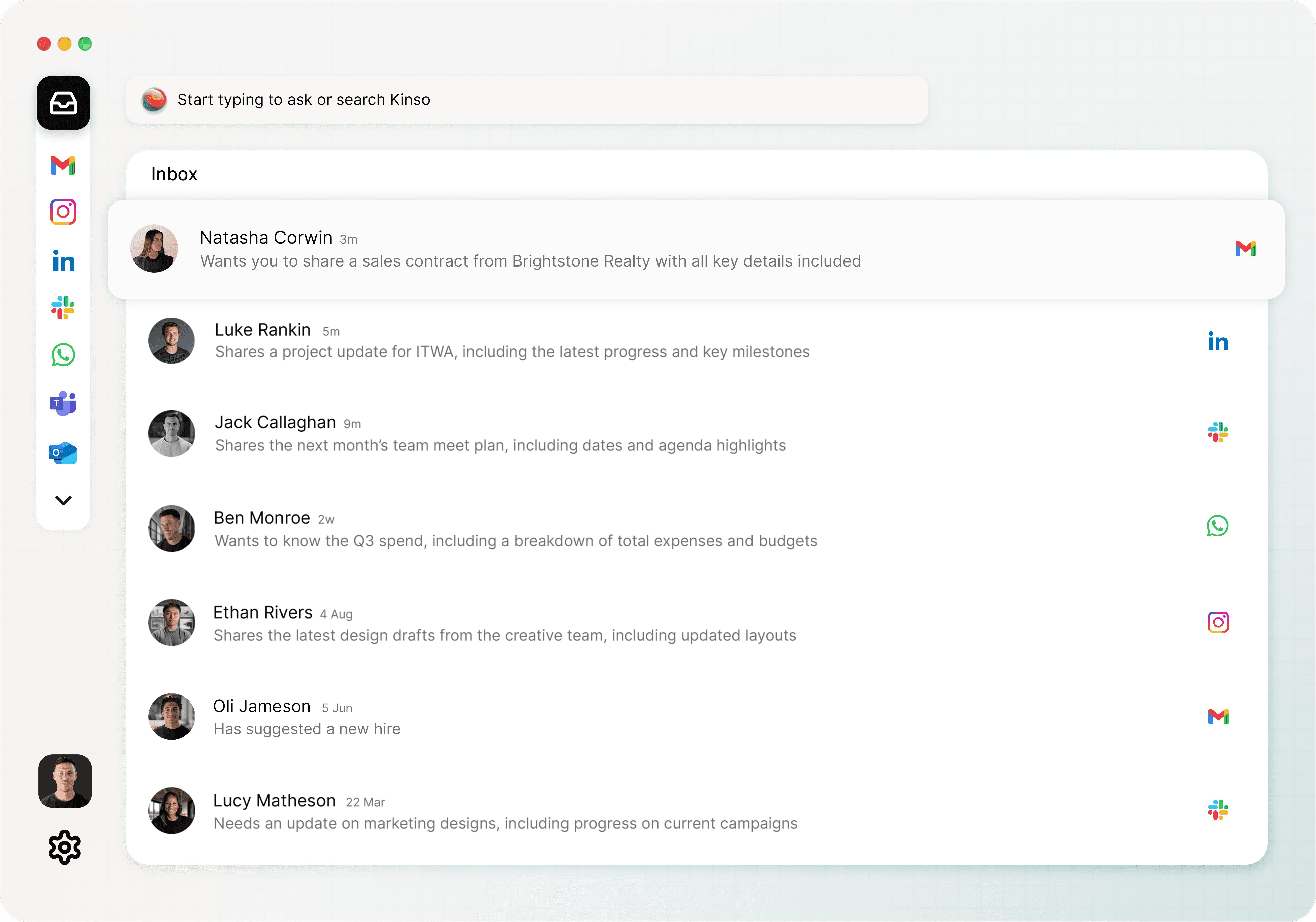 Kinso inbox