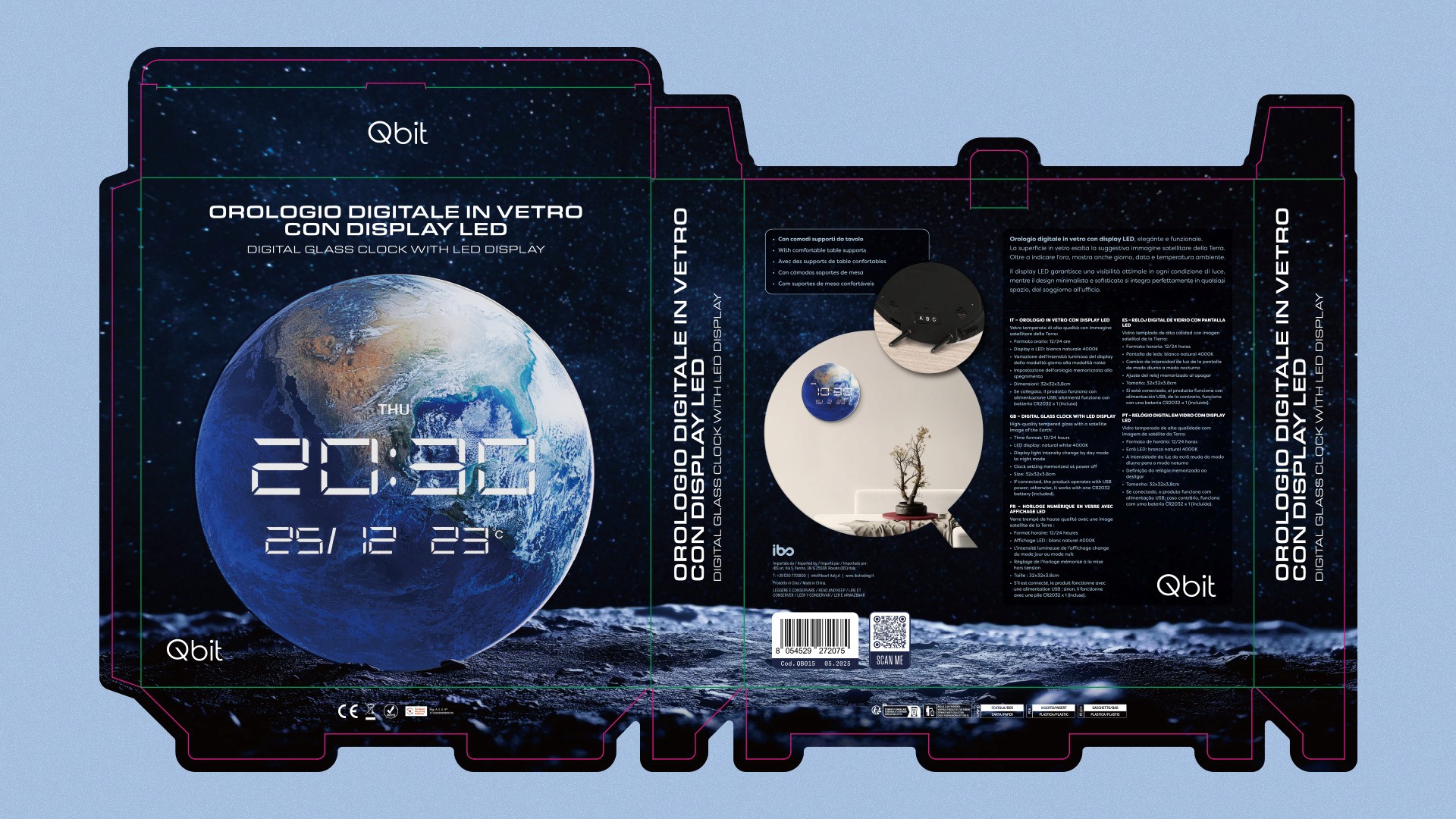 Orologio da parete QBIT – Color box design