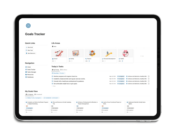 Goals Tracker Notion template