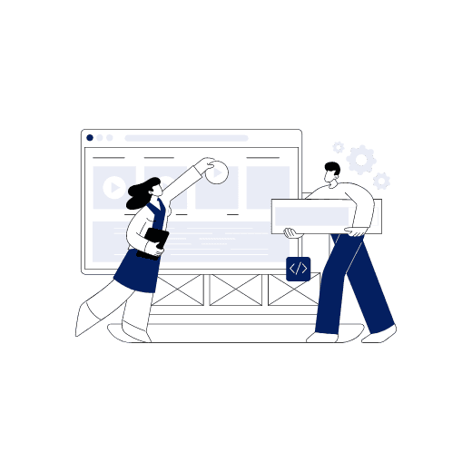 Illustration of a team improving a website page