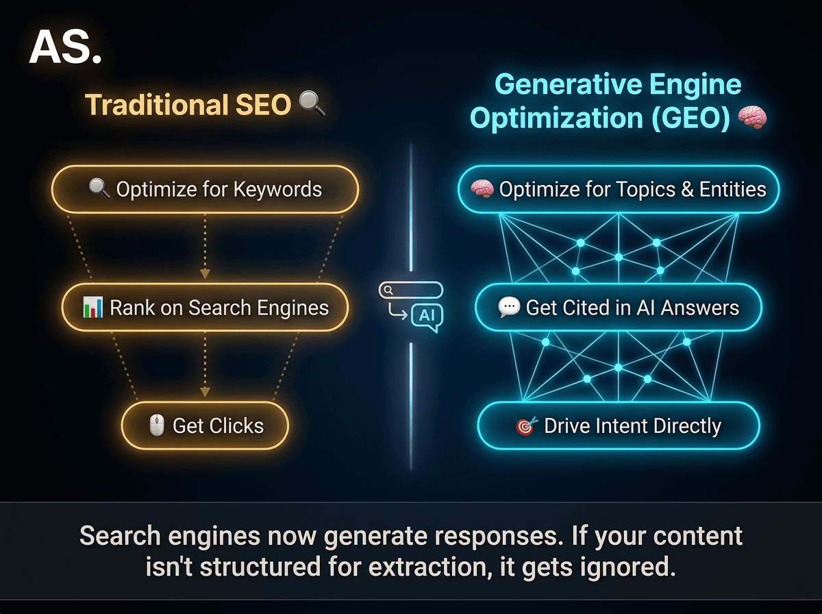 comparison between traditional SEO and generative engine optimization