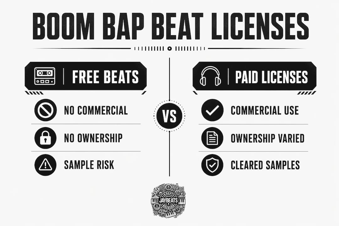 Infographic comparing free and paid beat licenses