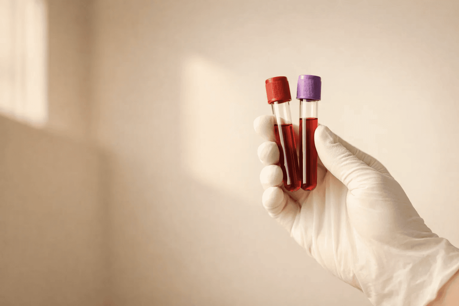 Blood sample tubes prepared for laboratory testing in clinical environment