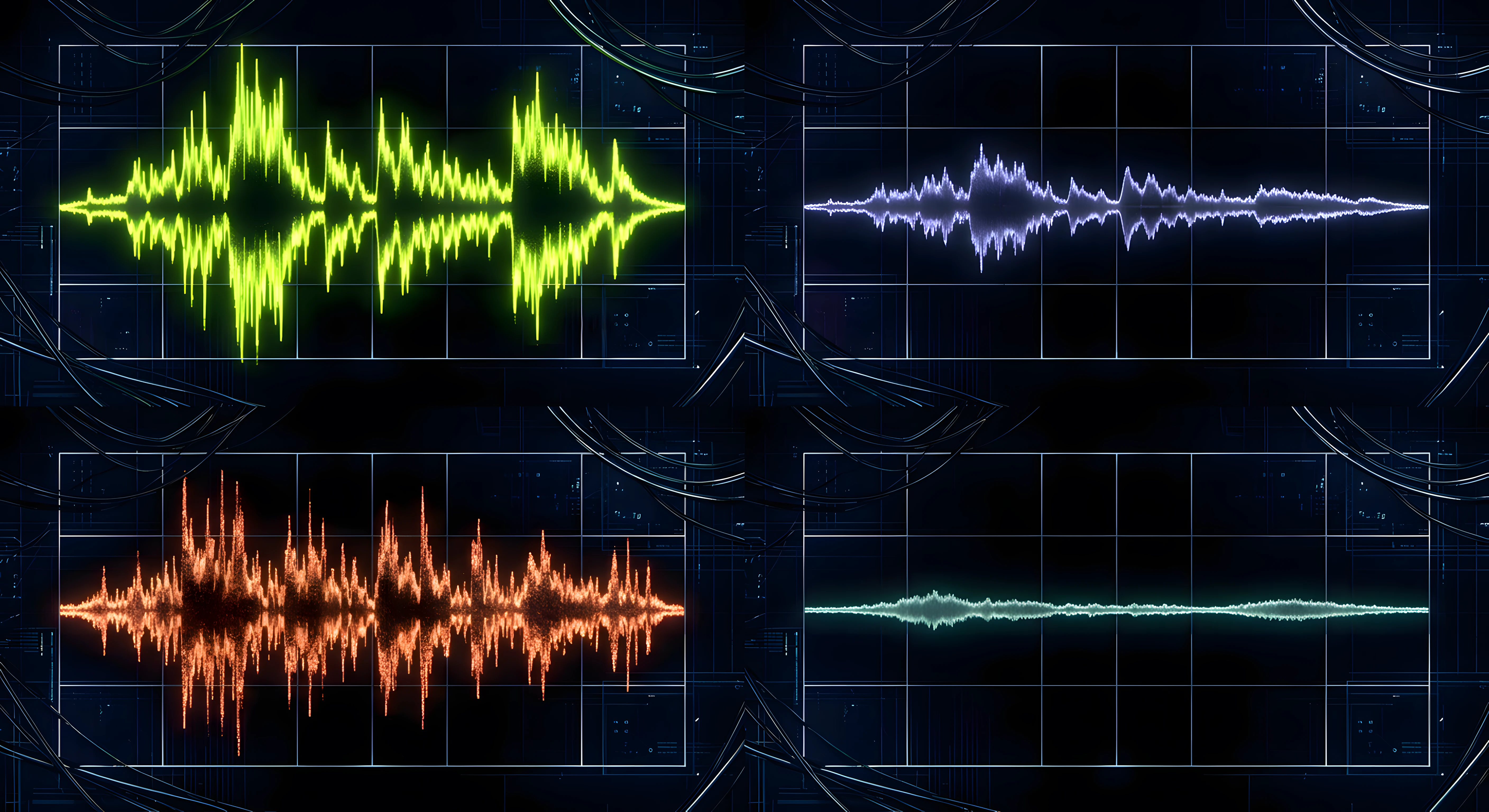 Web audio codec comparison — MP3, AAC, OGG, Opus waveforms side by side