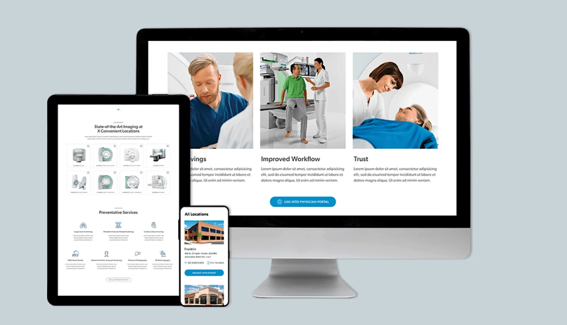 Responsive website and mobile patient experience design for ImageCare