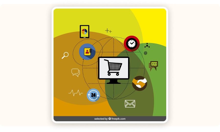 Computer screen with an ecommerce cart