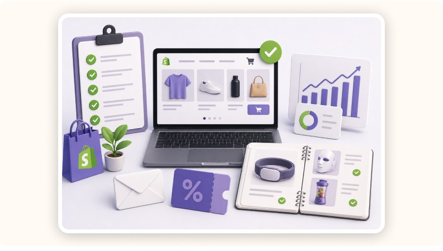 Modern 3D illustration of an e-commerce setup