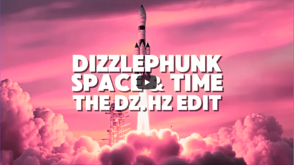 a rocket blasting off with the title Dizzlephunk Space Time
