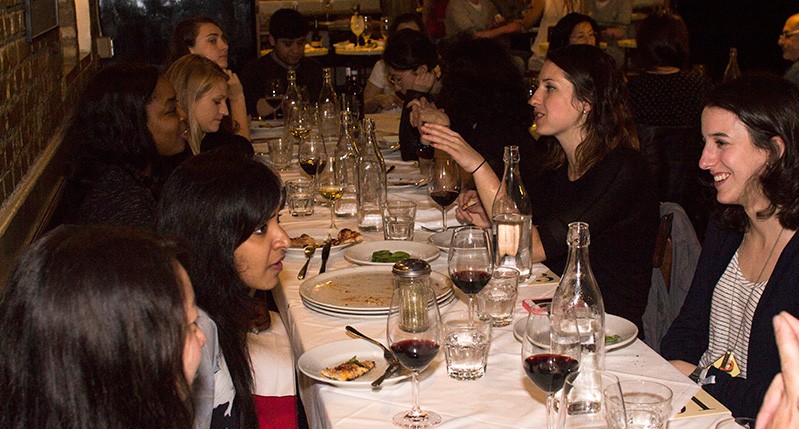 women having dinner at table