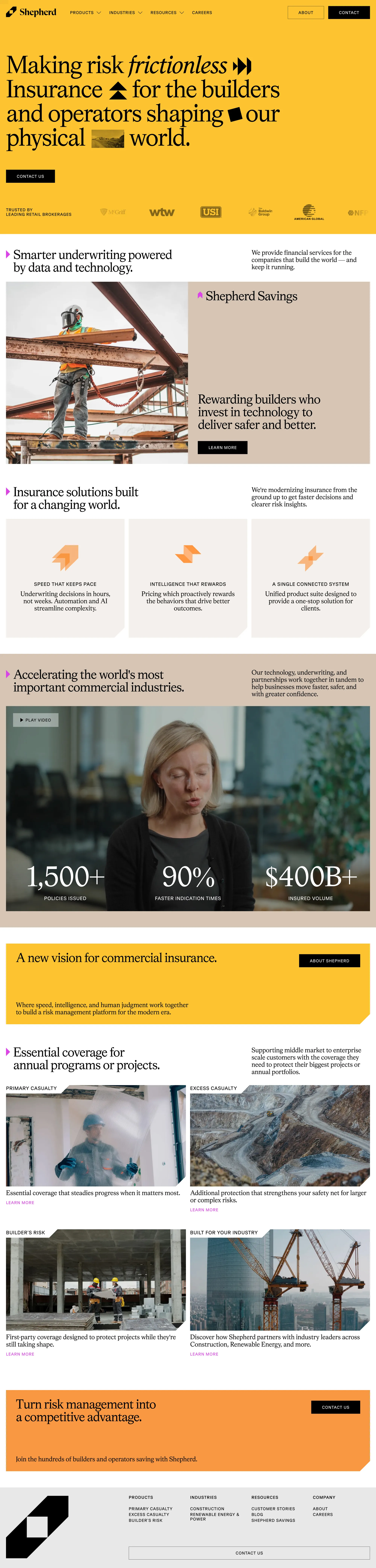 Shepherd portfolio page screenshot showcasing Architecture and Finance design