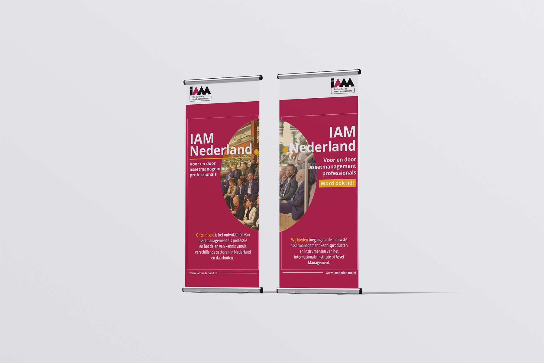 Two branded banners for events