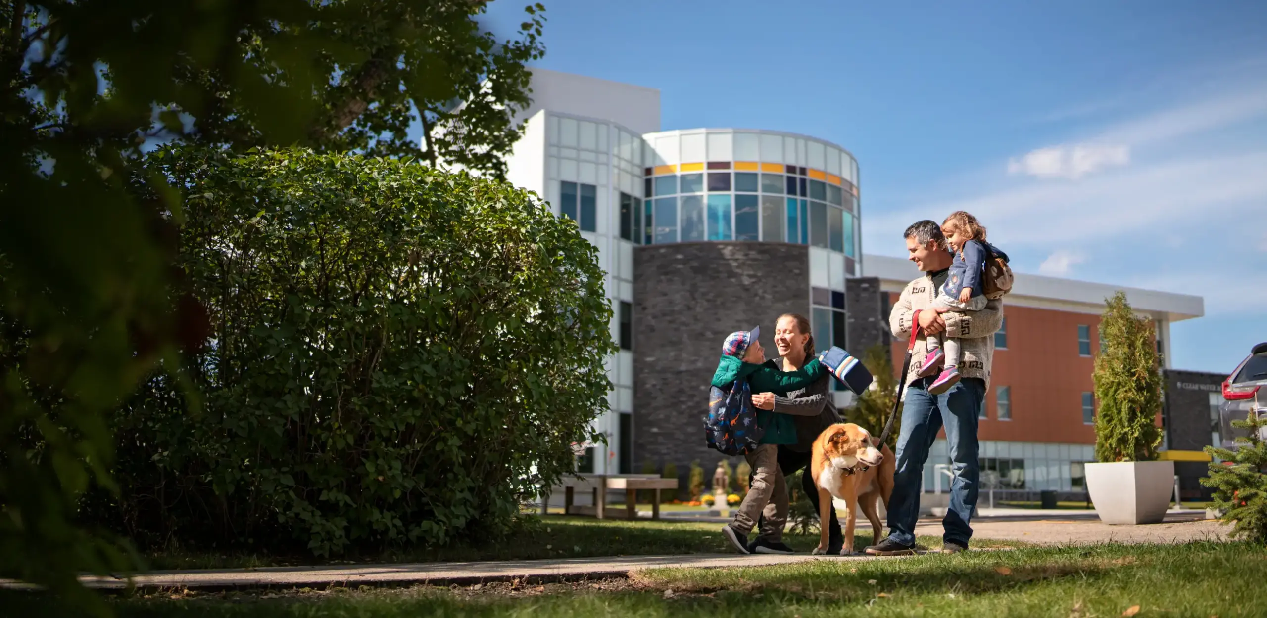 A family playing in a park