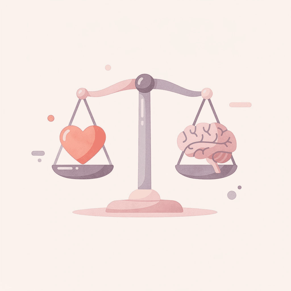 Balance scale showing consistency versus intensity