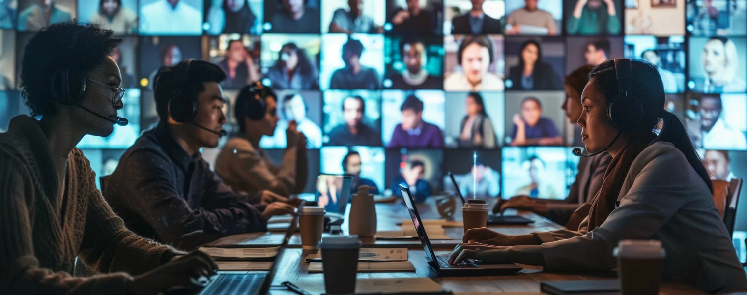 Staff in an emergency services dispatch center use GenAI tools to assist with language services.