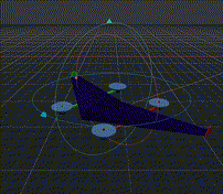 The gimbal rings in motion, tracking yaw, pitch, and roll