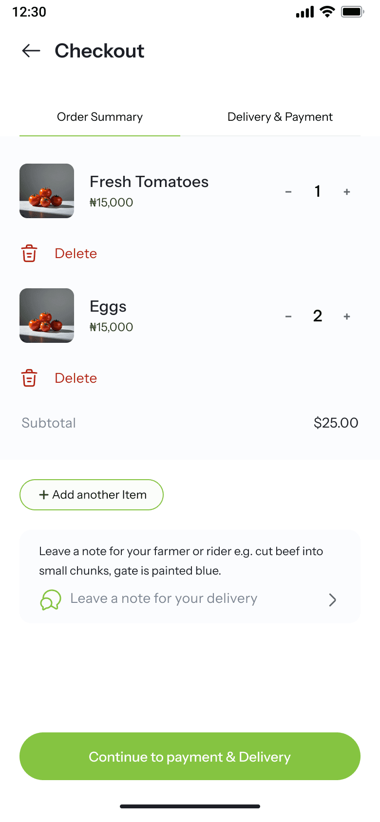 Product Details, Cart & Checkout, screen 3