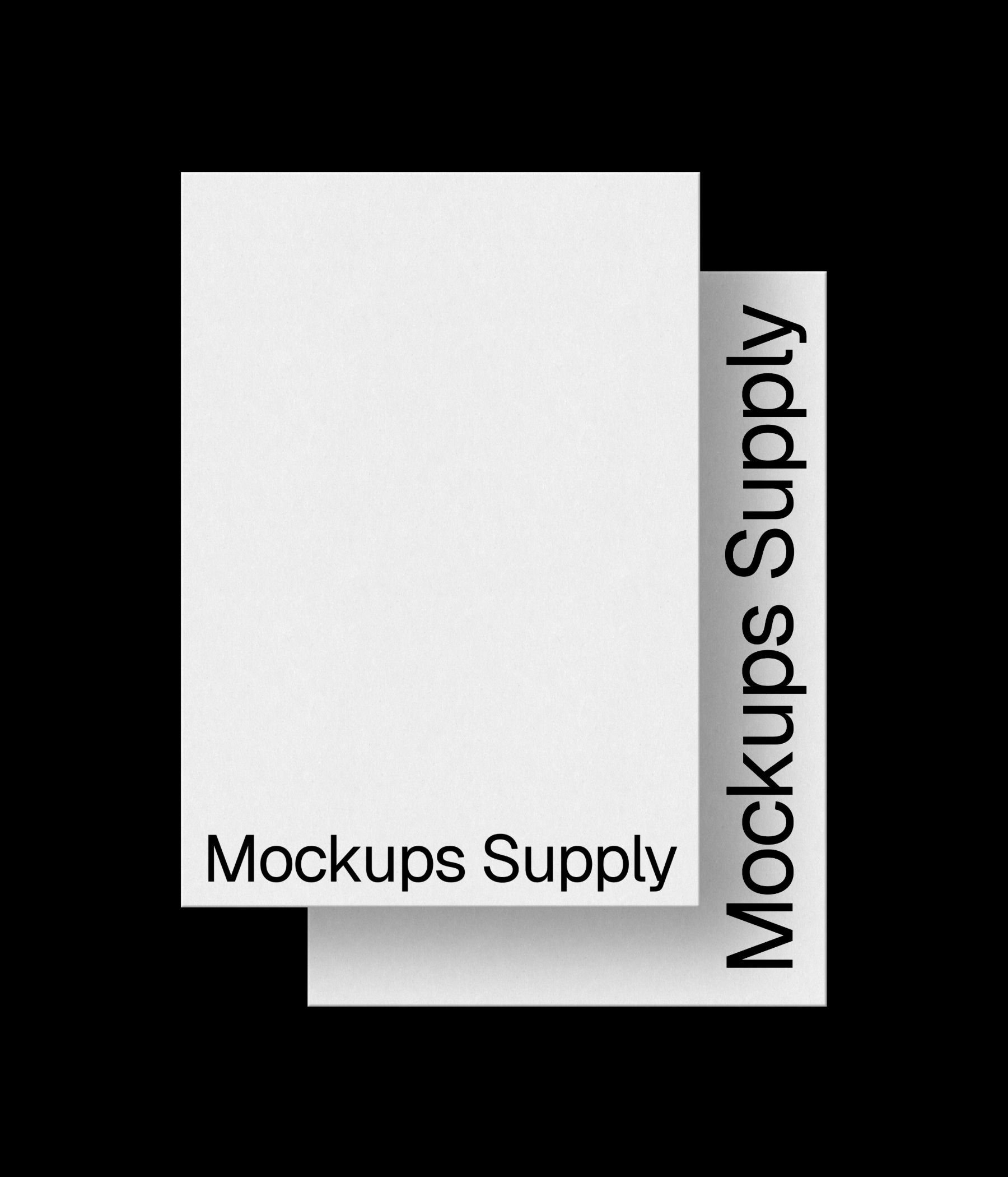 2 A4 paper mockup portrait for Photoshop with debossed text effect, editable paper colors, realistic print and stationery branding presentation