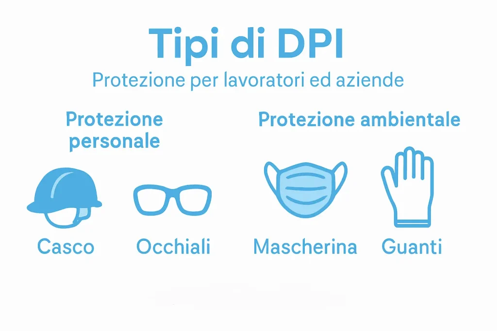 Infografica tipi DPI e protezione aziendale