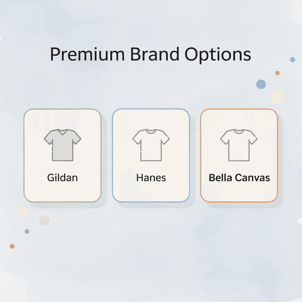 Three premium shirt brand options available