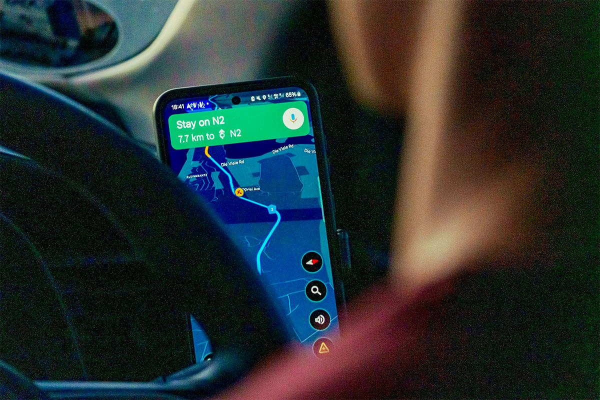 Checking route on mobile screen