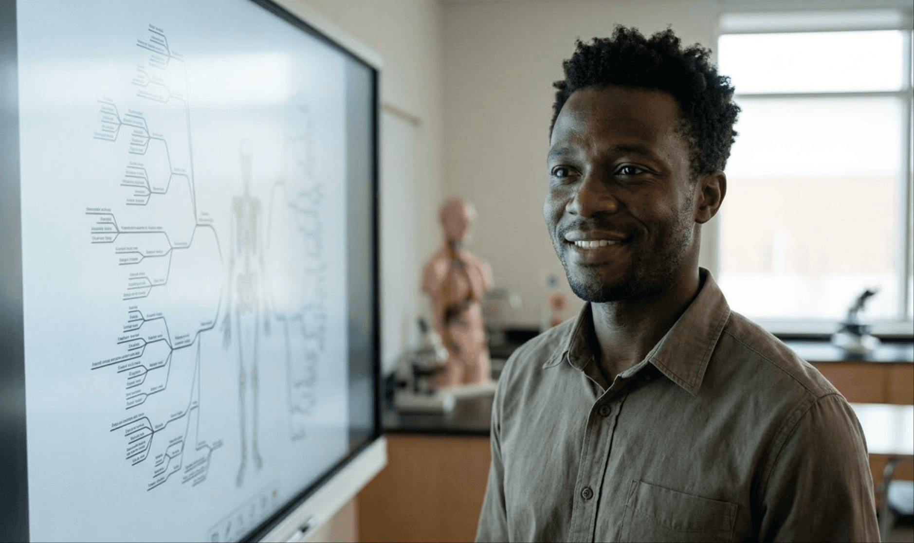 Professor de Biologia do Ensino Secundário constrói Diagramas de Apoio ao vivo em aula