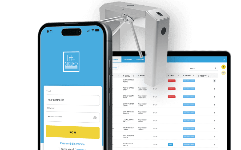 schermata controllo accessi con automazioni integrato al gestionale sicurezza sul lavoro