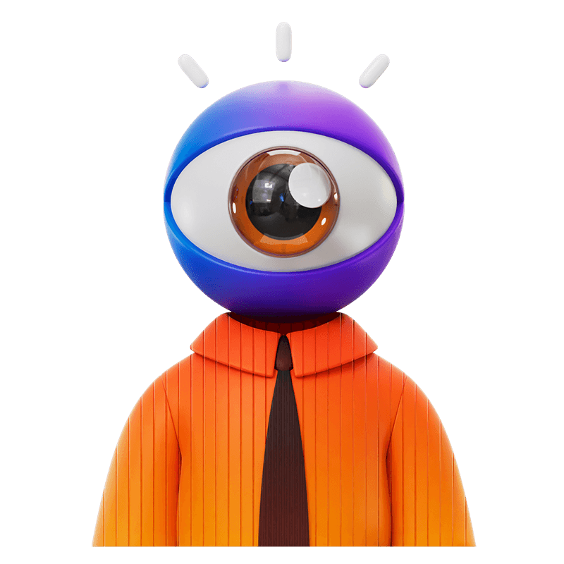 Picture of an eye for a head to symbolise creative visual thinking