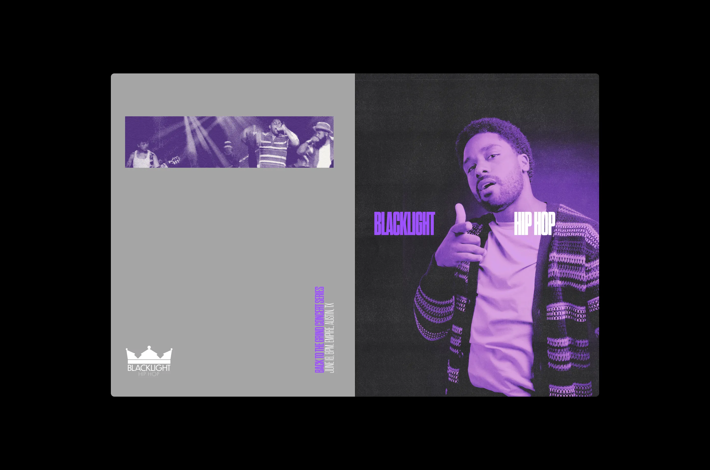 BlackLight Hip Hop — Layout featuring alternate artwork for hip hop branding — Creative direction