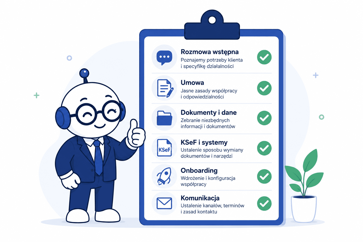 checklista onboardingu klienta w biurze rachunkowym ilustracja