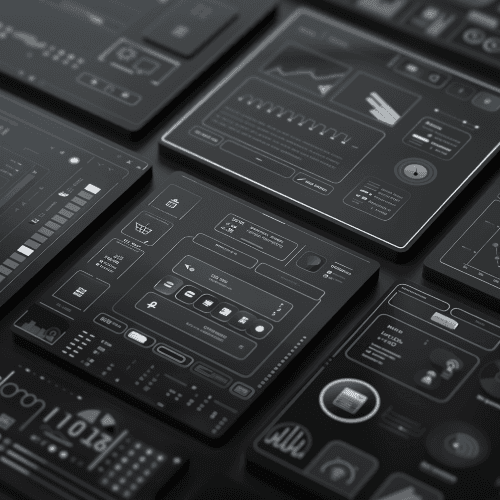 3d Elemente eines User Interfaces für eine mobile App.