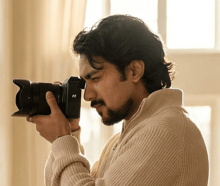 Photographer holding camera