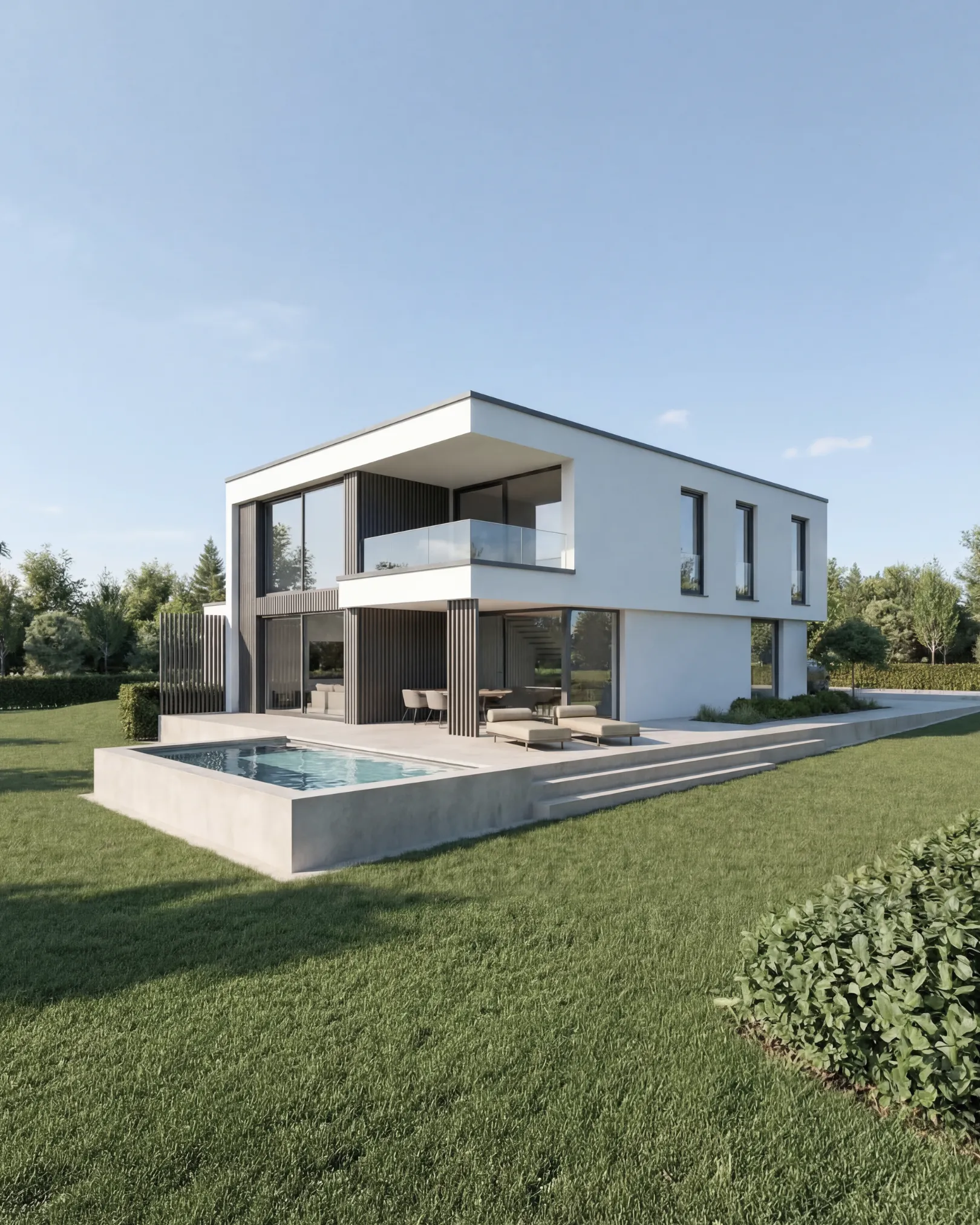 Villa O Ansicht Garten und Pool